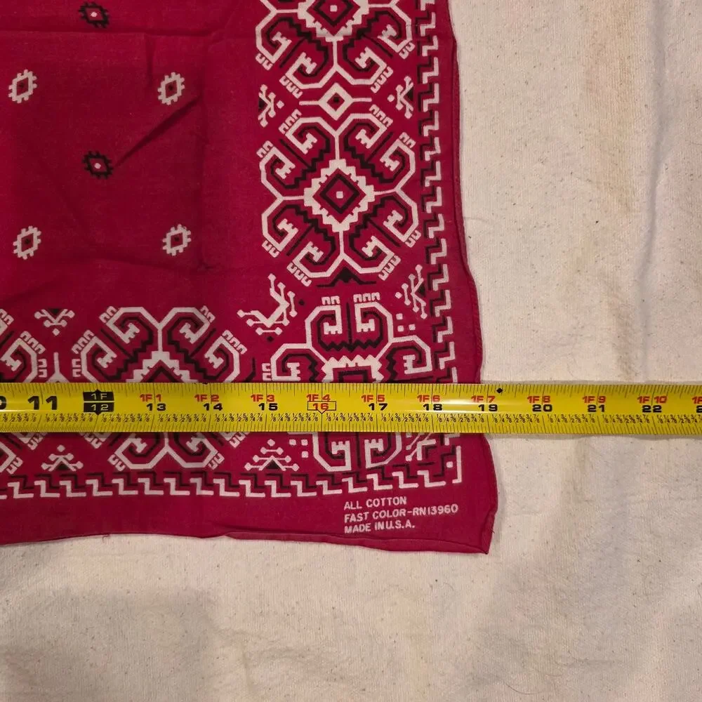 Vintage Made‎ in USA Red Geometric Southwestern Bandana RN 13960
